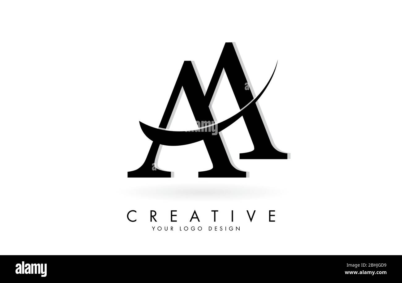 Double AA UN logo de lettres avec Swoosh noir. Illustration vectorielle avec la lettre A. Illustration de Vecteur
