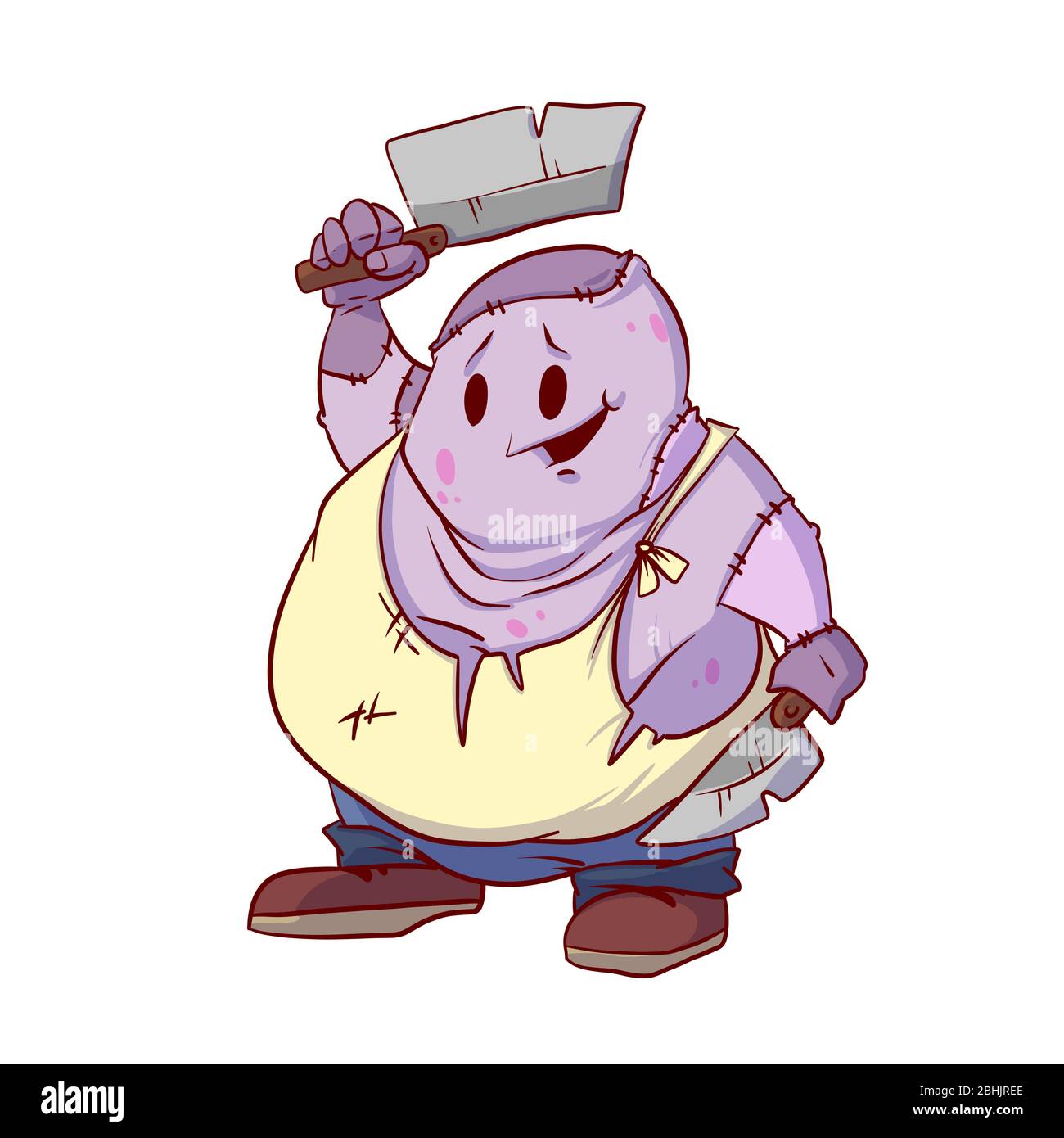 Illustration vectorielle colorée d'un mignon butcher zombie de dessin animé Illustration de Vecteur