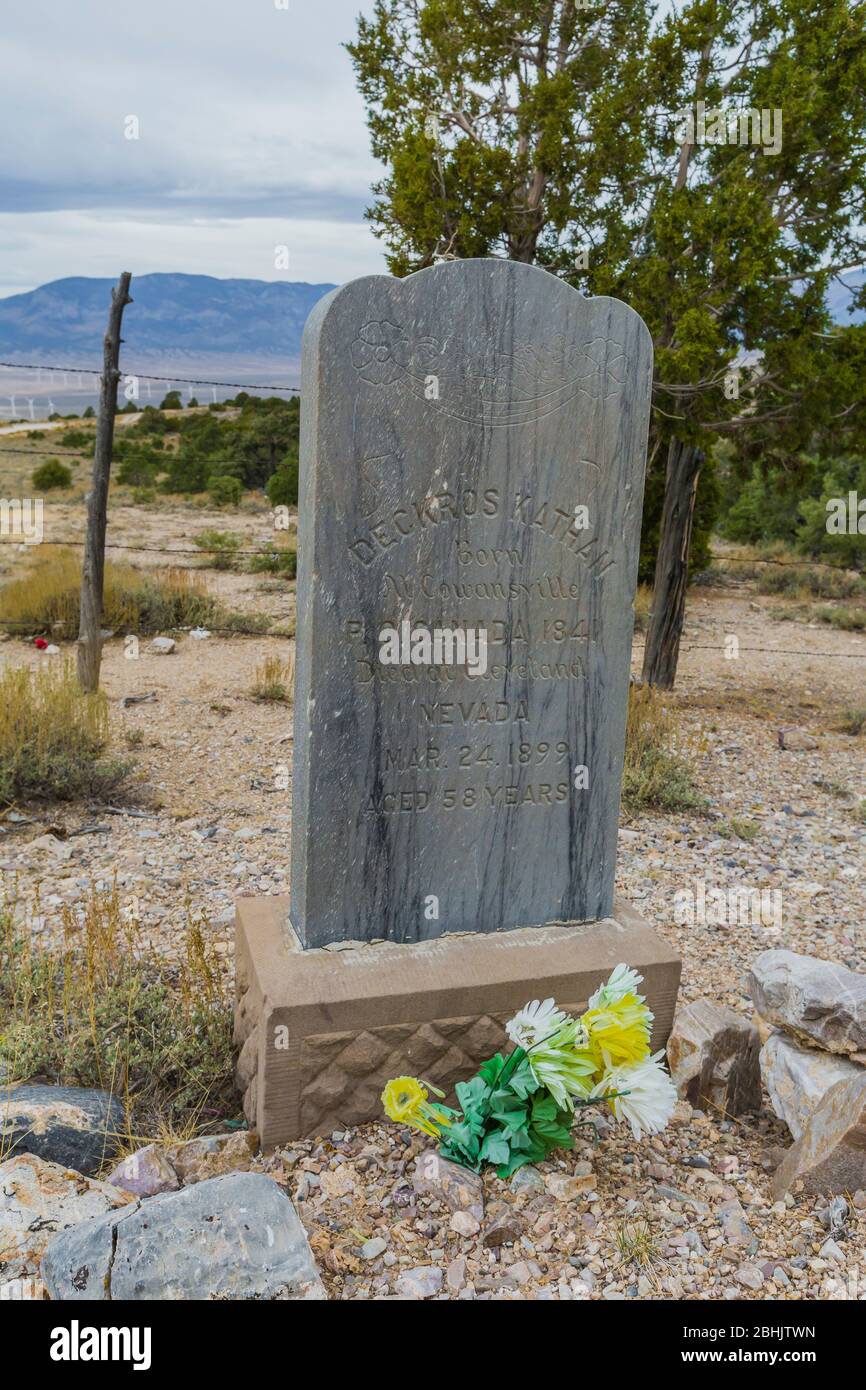 Cimetière dans la vieille ville fantôme d'Osceola, autrefois une ville minière florissante, Nevada, États-Unis Banque D'Images