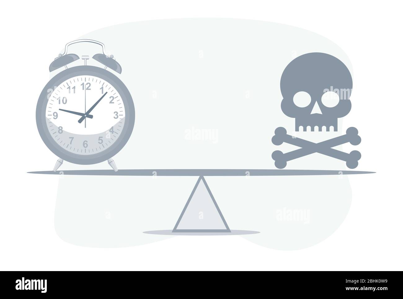 Date limite. Crâne avec une horloge sur la mer. Pas assez de temps. Illustration vectorielle Illustration de Vecteur