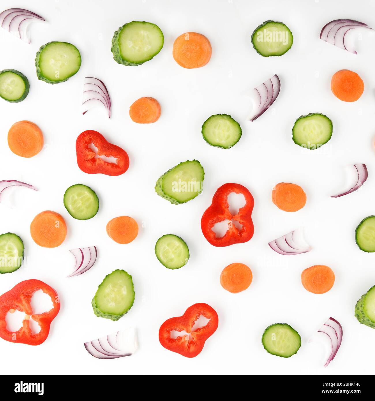 Composition abstraite des légumes. Motif végétal. Contexte alimentaire. Plat, vue de dessus. Banque D'Images