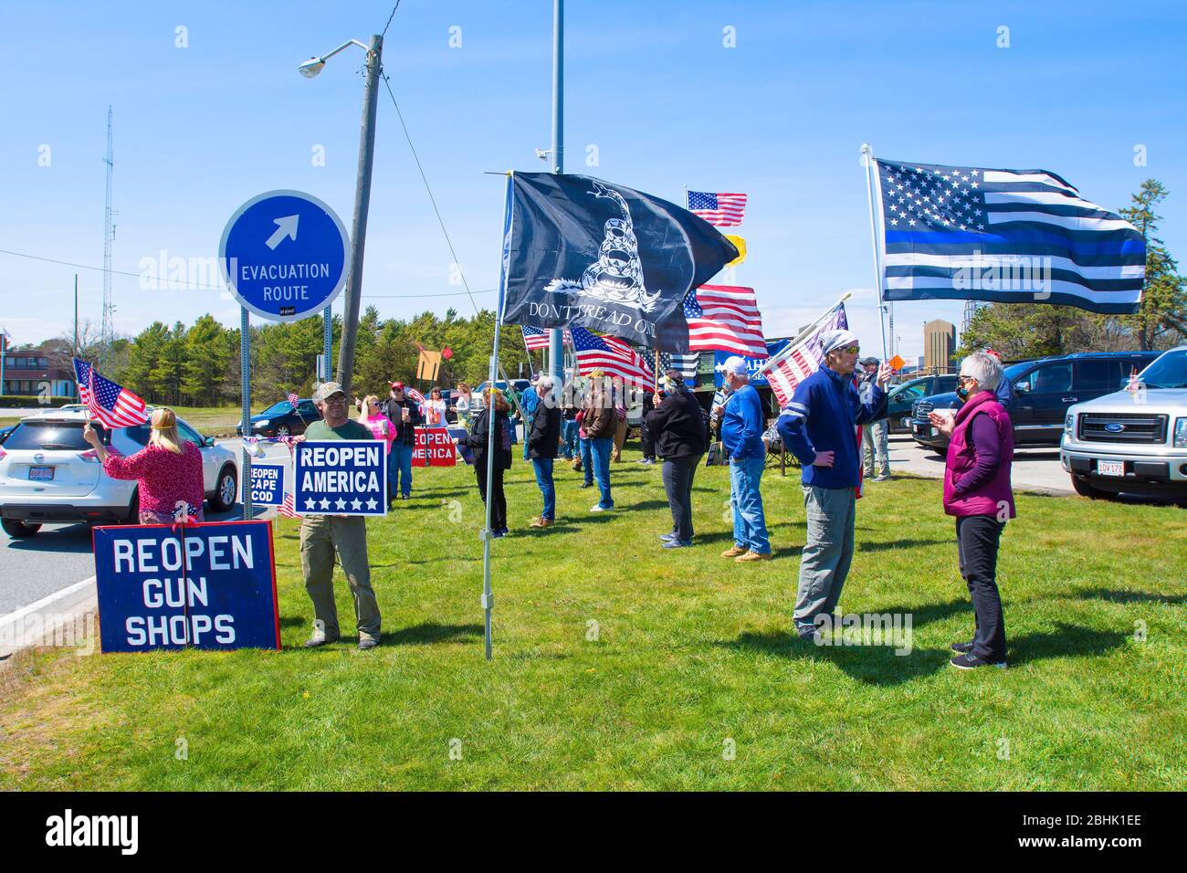 Un rallye « ouvert » sur Cape Cod, Massachusetts, pendant l'arrêt du Covid 19 Banque D'Images