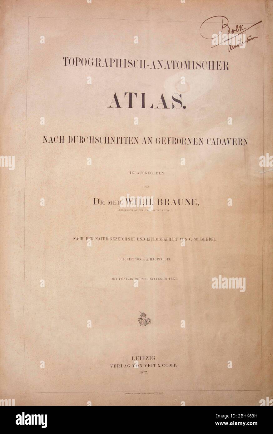 ATLAS TOPOGRAPHISH-ANATOMISCHER, 1872, LEIPZIG. Banque D'Images