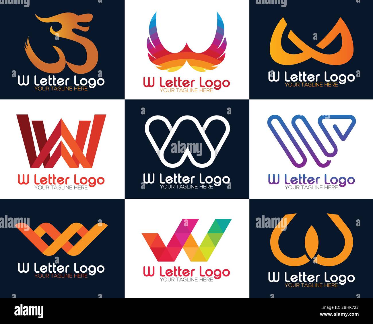 Éléments de modèle de l'icône du logo lettre W. Illustration de Vecteur