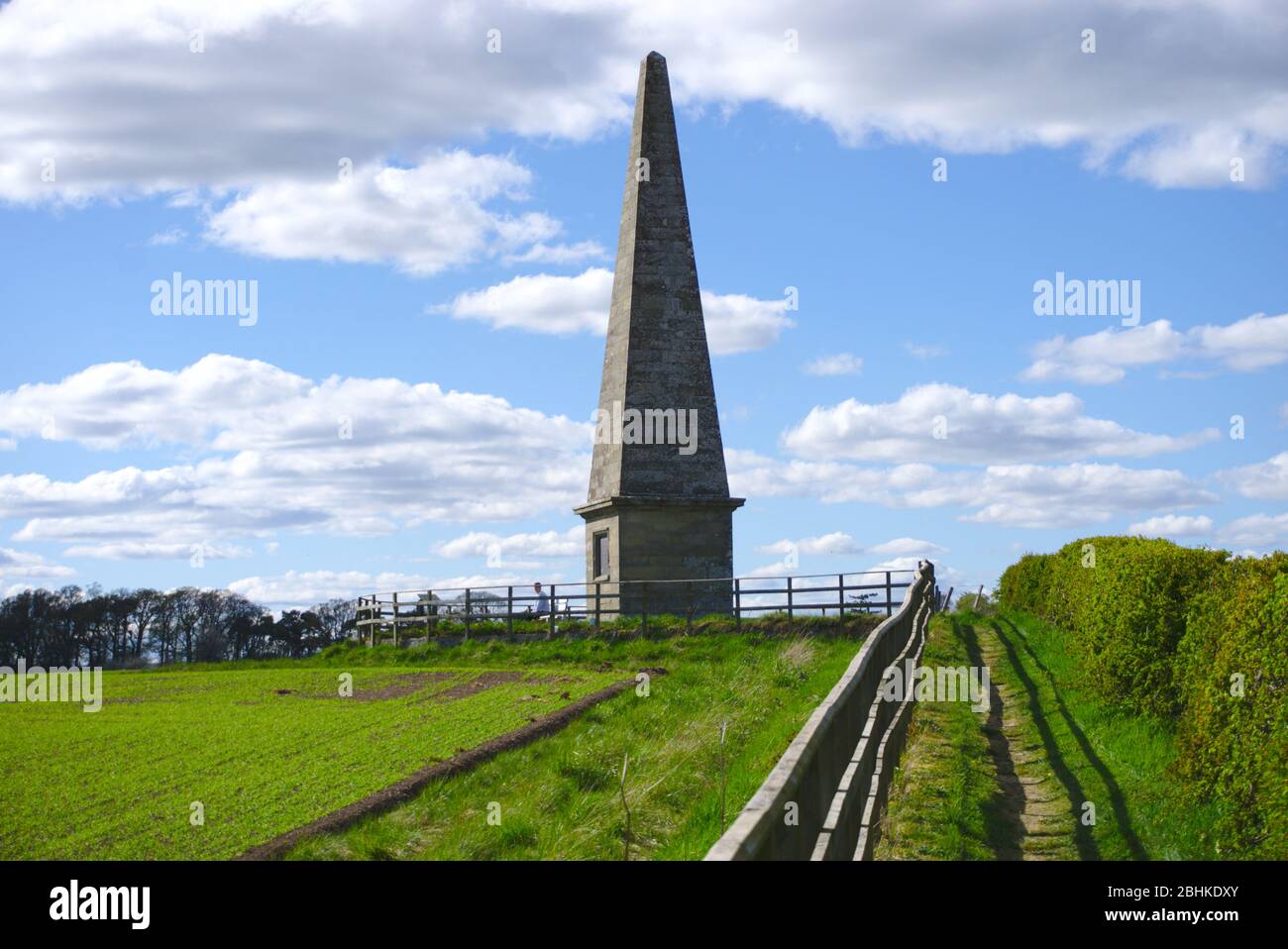 L'obélisque du Mémorial Thomson près de Kelso, érigé en mémoire du poète et dramaturge James Thomson, plus célèbre maintenant pour écrire les mots de Rule, Britannia. Banque D'Images