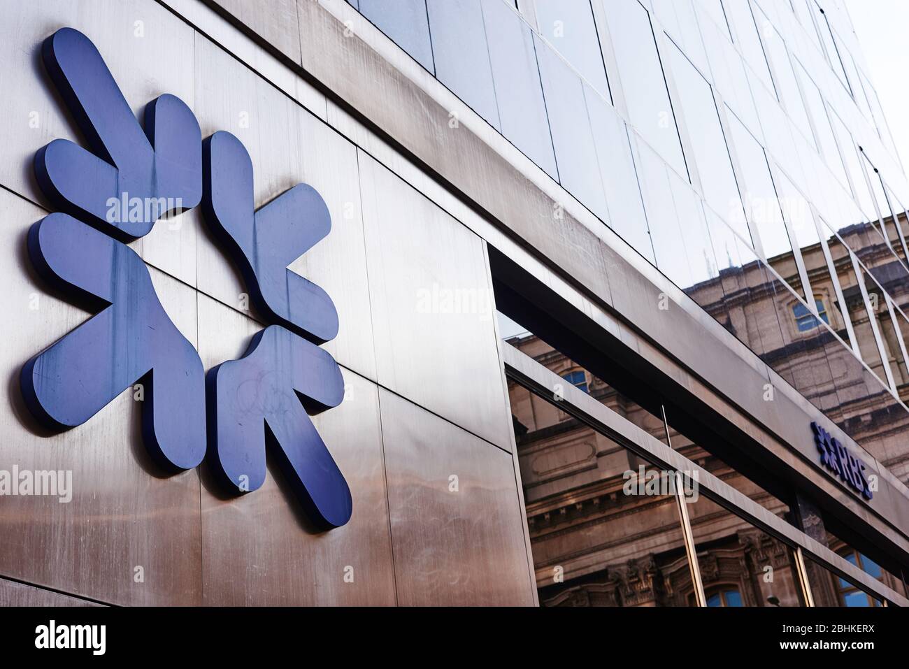 Logo de la Royal Bank of Scotland à l'extérieur d'une succursale de la ville de Londres Banque D'Images