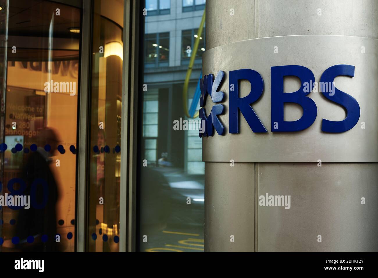 RBS - Royal Bank of Scotland signe sur l'avance Banque D'Images