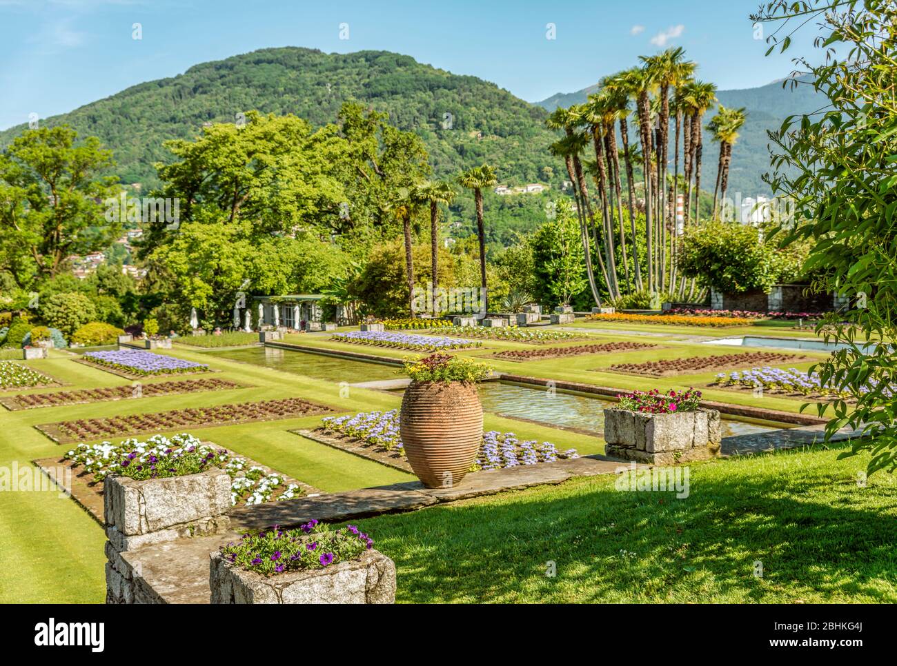Jardin de la Villa Taranto au Lago Maggiore, Pallanza, Piemont, Italie Banque D'Images