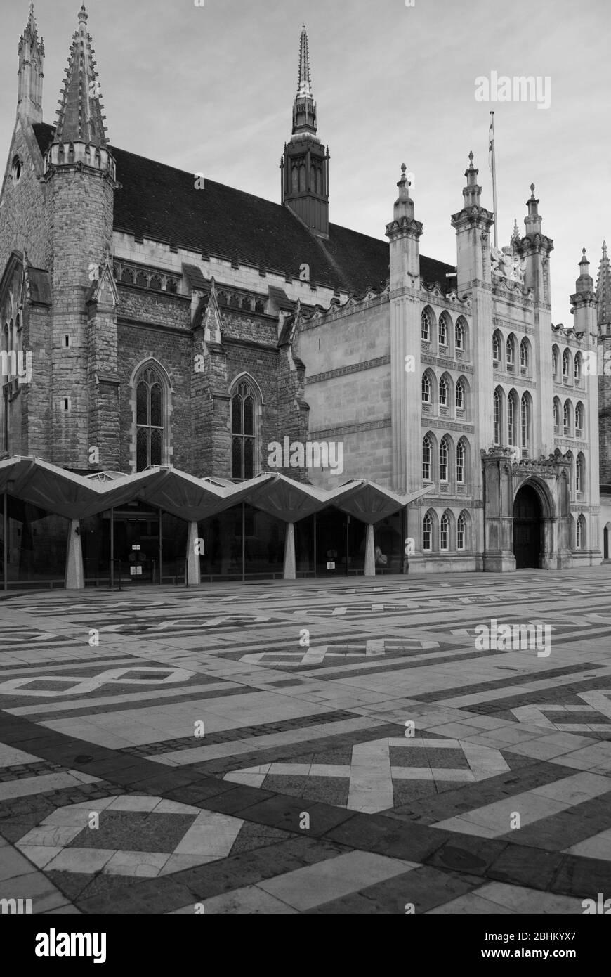 Années 1950 Architecture années 1970 Stone City of London Corporation West Wing Guildhall, Gresham Street, Londres, EC2V 7HH par Sir Giles Gilbert Scott Ruchard Banque D'Images