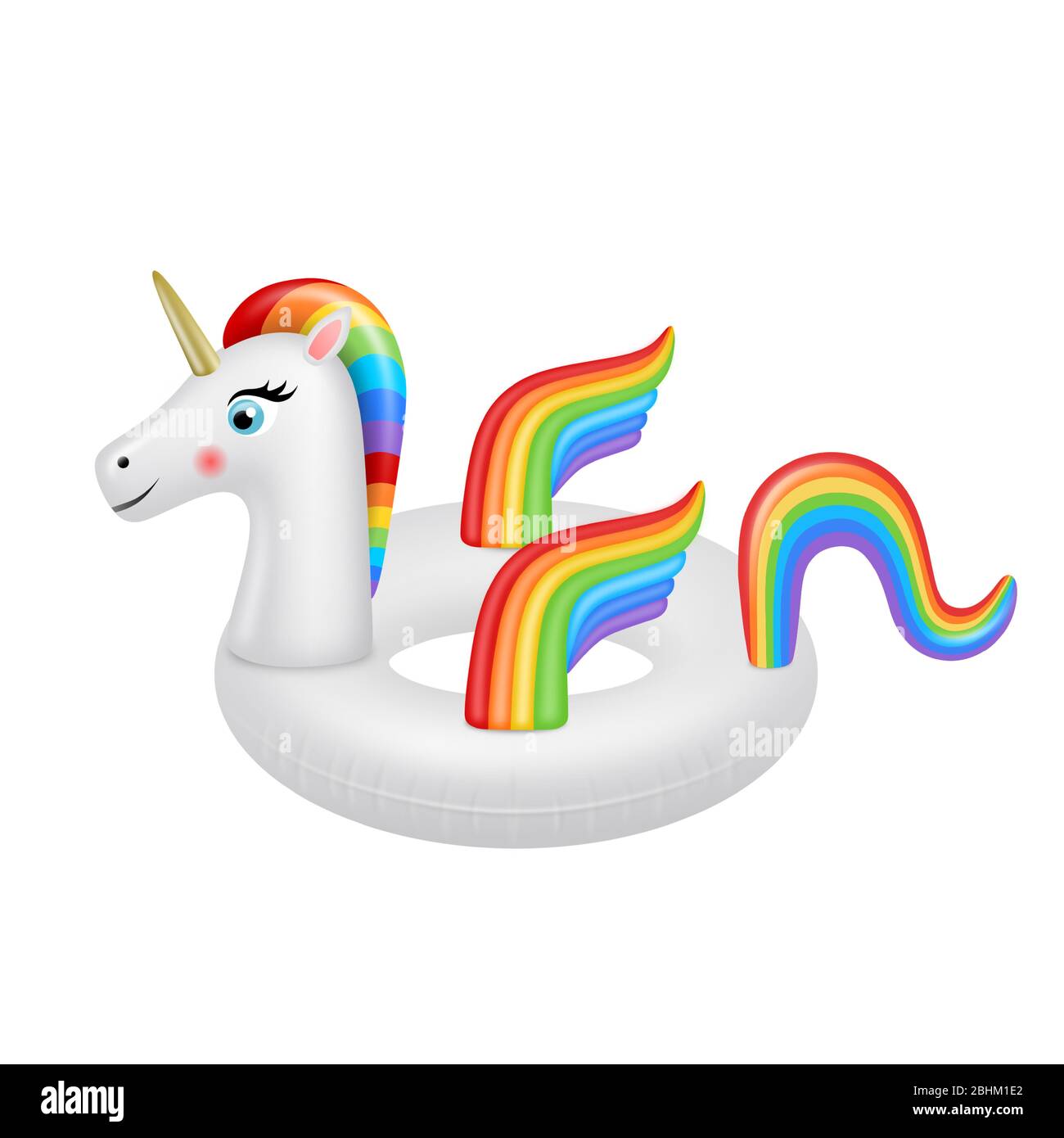 Anneau de natation gonflable unicorn. Jouet flottant en caoutchouc. Illustration de Vecteur