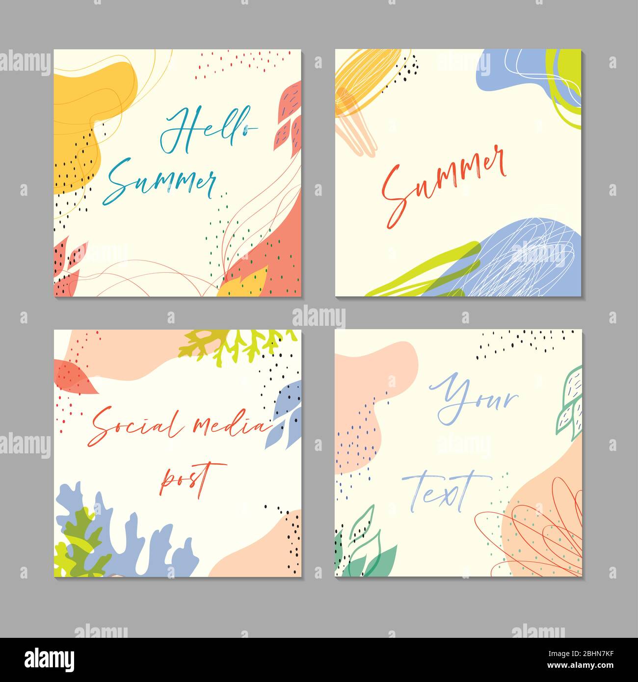 Modèles d'art carré abstrait tendance .bon pour les messages sur les médias sociaux, affiche, carte, carte de remerciement, invitation, flyer, couverture, bannière, étiquette, brochure, int Illustration de Vecteur