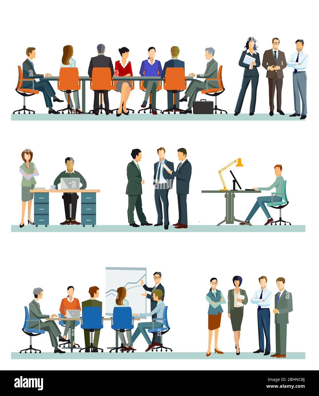 groupe de personnes d'affaires lors d'une réunion d'affaires au bureau Illustration de Vecteur