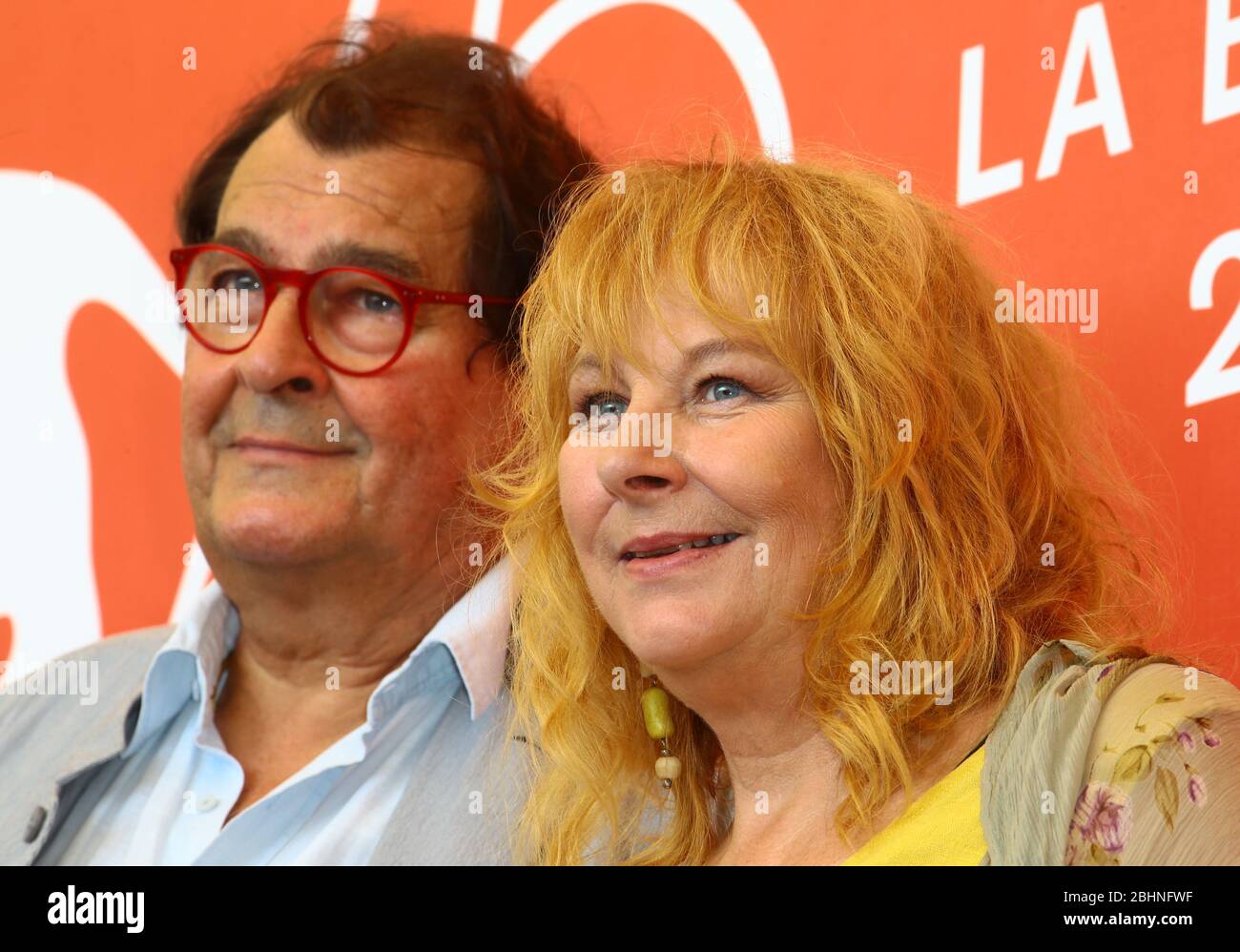 VENISE, ITALIE - SEPTEMBRE 05 : Bruno Raffaelli et Yolande Moreau assistent au photocrate de la Maison d'été (les Estivants) Banque D'Images