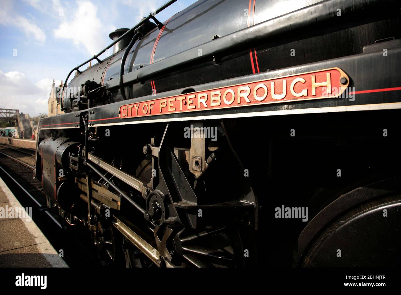 Ville de Peterborough 73050 train à vapeur, chemin de fer de la vallée du Nene, station de Wansford, Peterborough, Cambridgeshire, Angleterre Banque D'Images