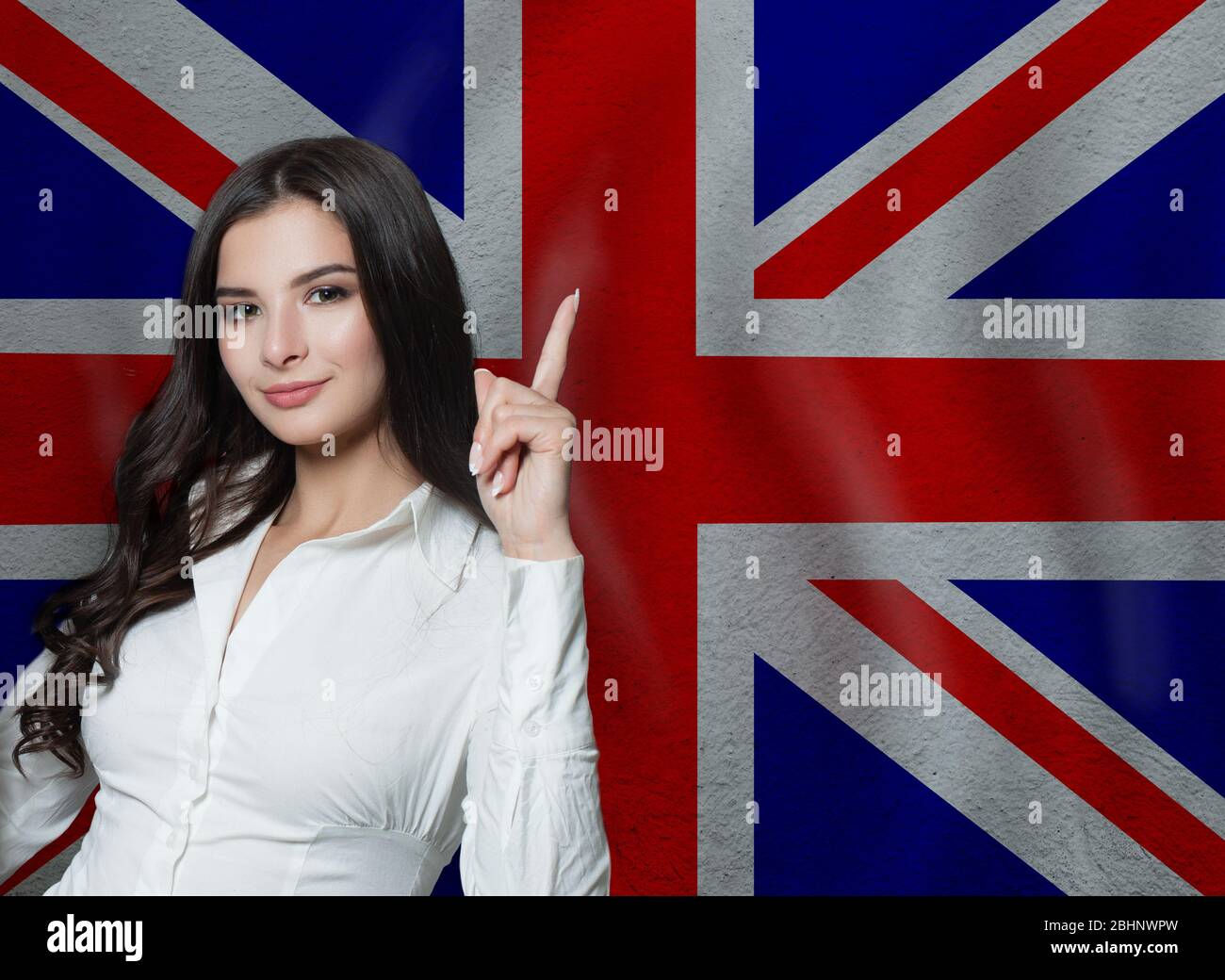 Femme avec pouce vers le haut. Concept d'éducation ou d'affaires Banque D'Images