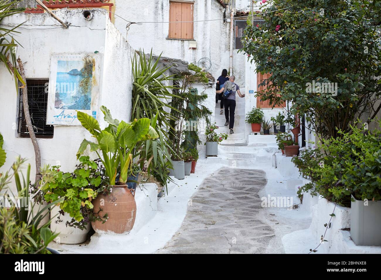 Anafiotika, une île sous l'acropole Banque D'Images