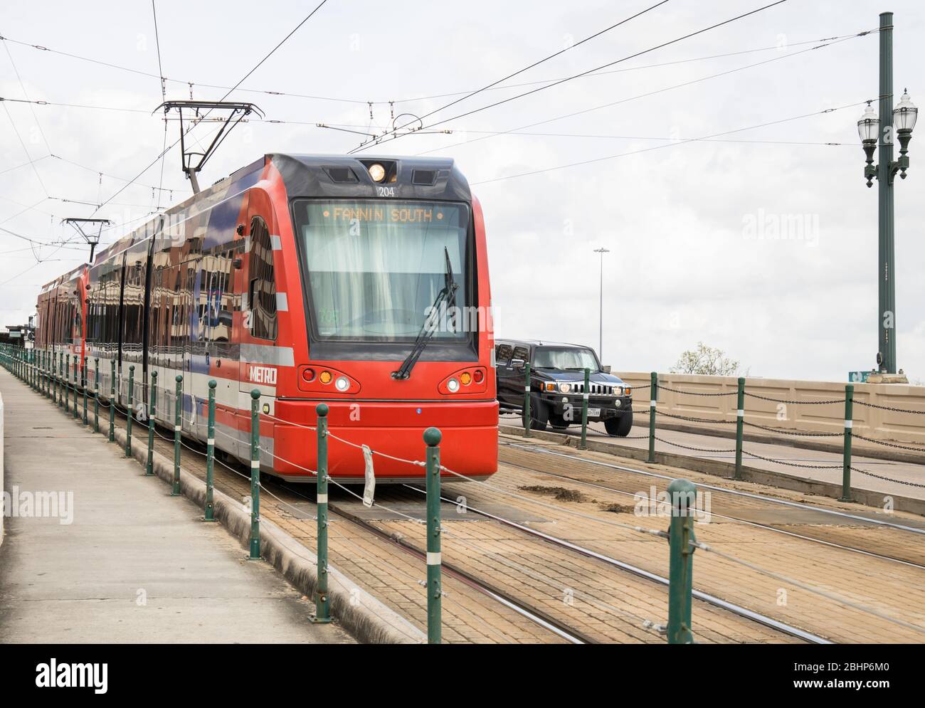 le métro rouge de transit de masse à houston, texas Banque D'Images
