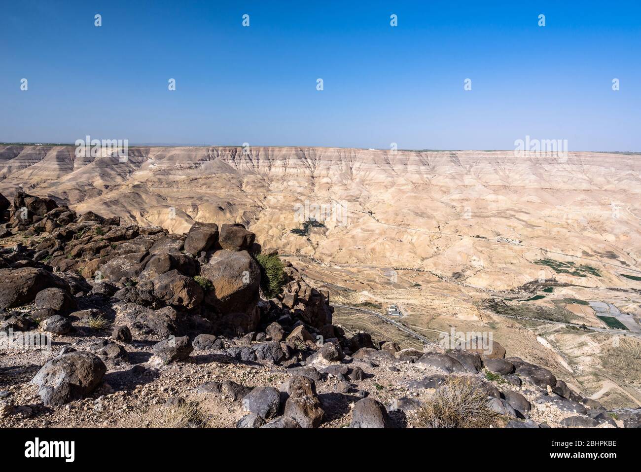 Vallée de Mujib en Jordanie, vue d'ensemble Banque D'Images