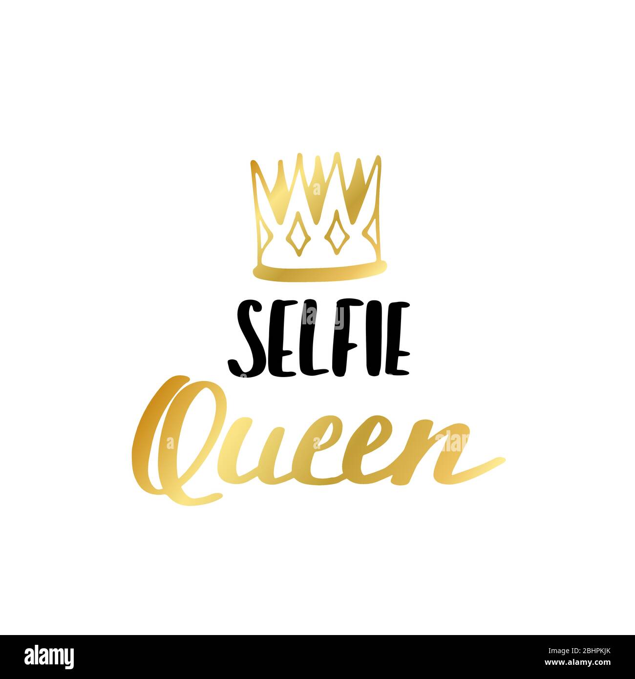 Imprimé Reine selfie dans un style doiche à main simple. Inscription tendance, texte manuscrit. Motif lettres girally pour imprimés t-shirts, étuis pour téléphones, mugs ou affiches. Illustration vectorielle vintage Illustration de Vecteur