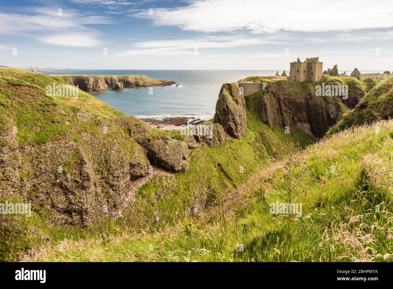 Ravine au château de Dunnottar à Stonehaven, en Écosse Banque D'Images