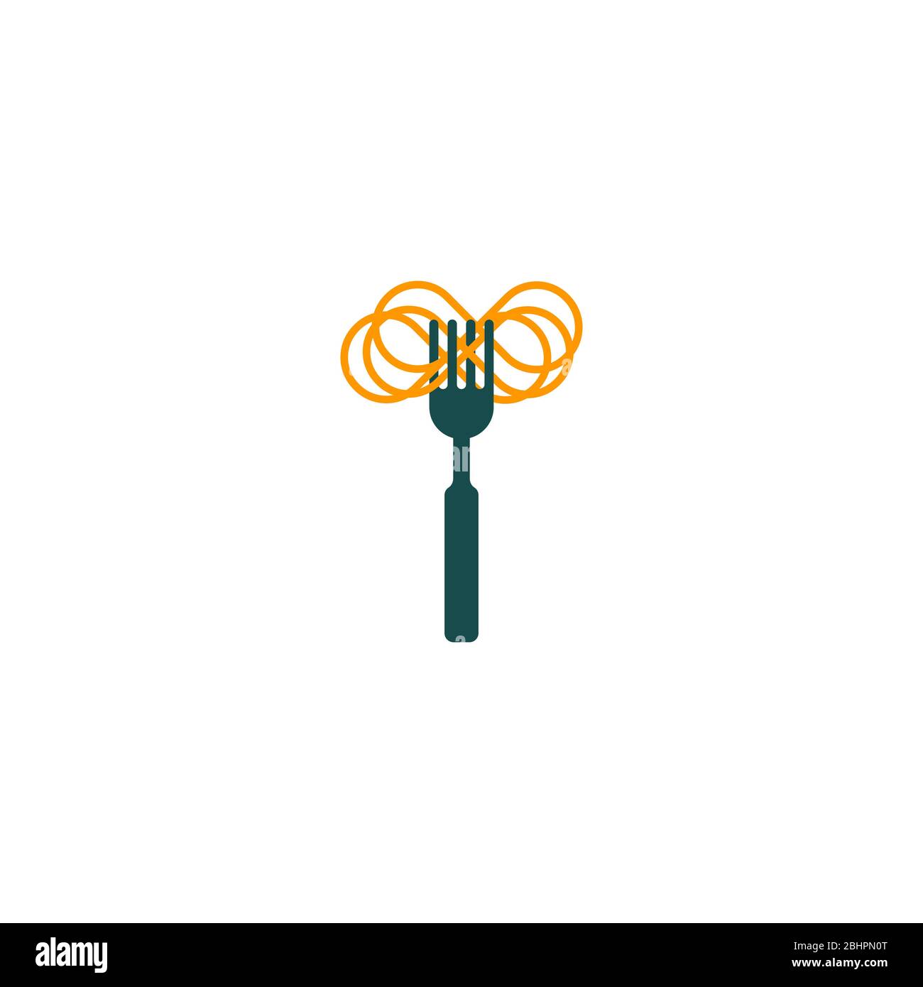 Logo fourche et pâtes minimal, symbole pâtes, cuisine italienne, élément de menu avec spaghetti, symbole vectoriel graphique plat Illustration de Vecteur