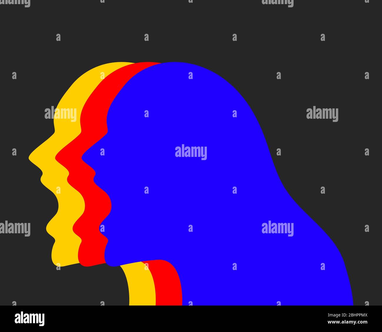 Silhouette de hurler la femme dans la colère, symbole d'agression, illustration plate Illustration de Vecteur