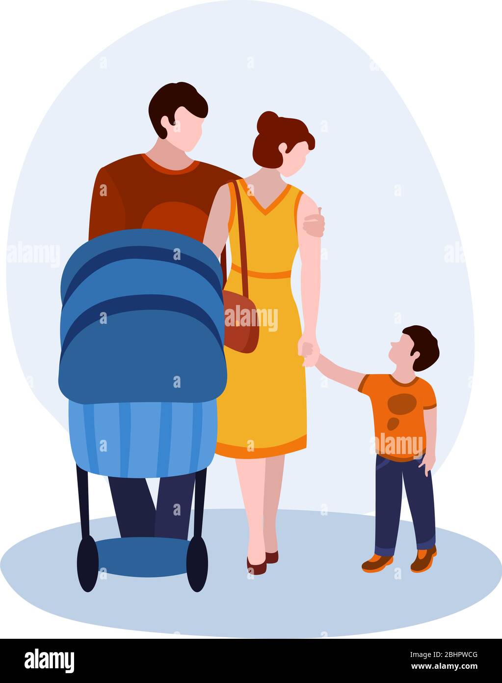 Illustration Vectorielle Papa Maman Bebe Et Poussette De La Collection Familiale Illustration De Dessin Anime Isole Sur Blanc Image Vectorielle Stock Alamy