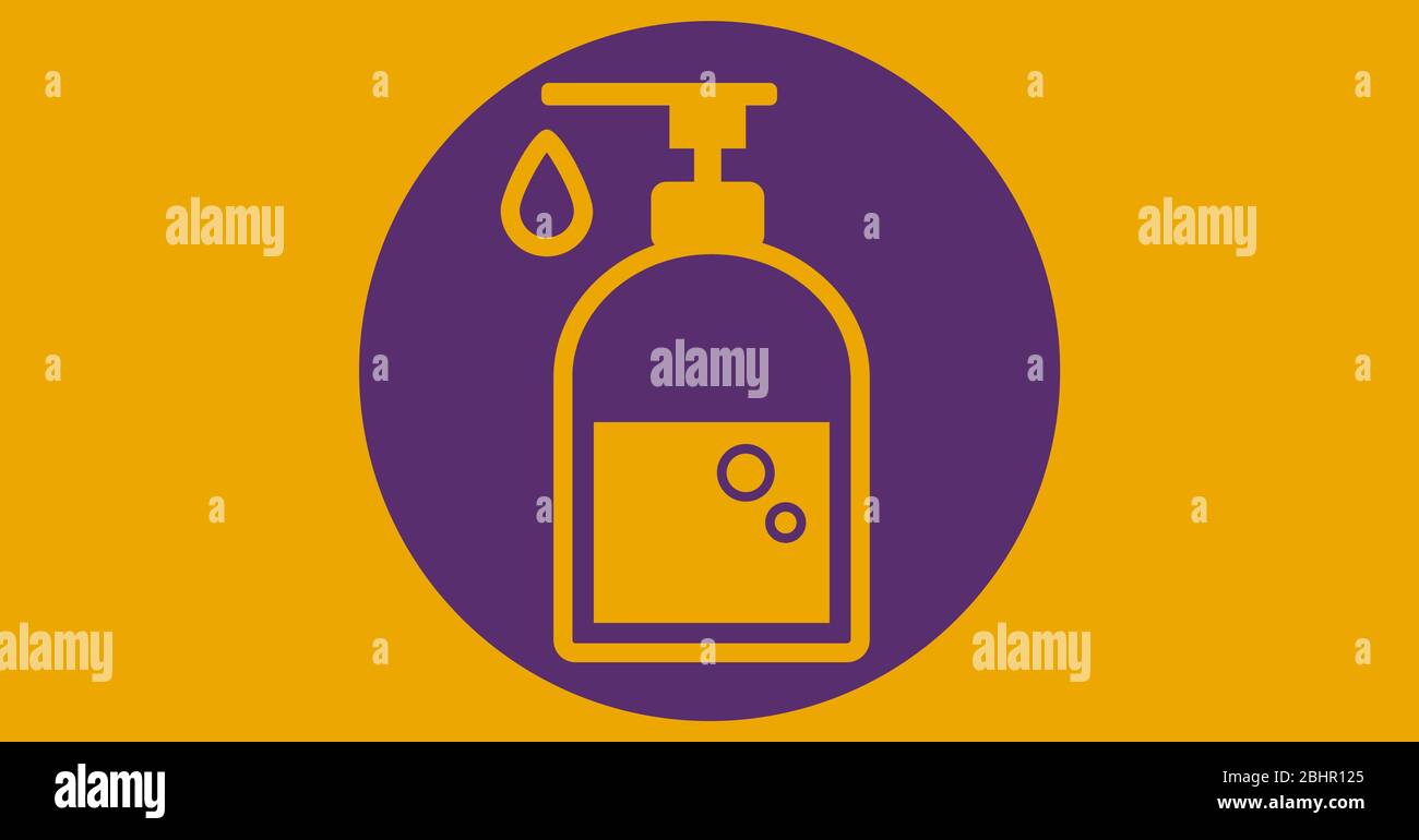 Illustration du distributeur de savon liquide. Précautions hygiène de propreté pour la pandémie de coronavirus Banque D'Images