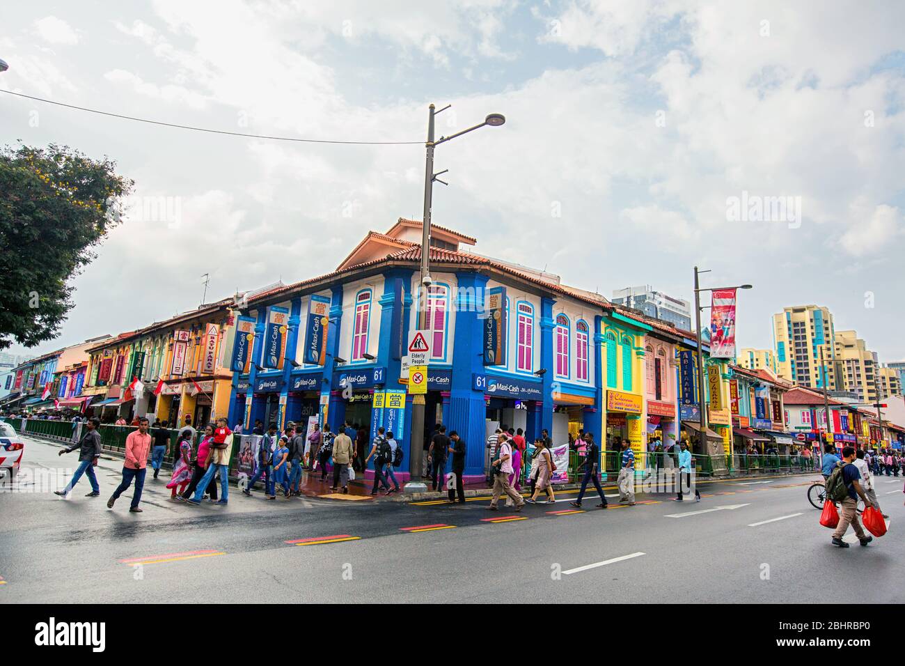 travailleurs migrants dans la petite rue de l'inde singapour, singapour, little india singapour, little india colorée, migrants indiens singapour, peintures murales Banque D'Images