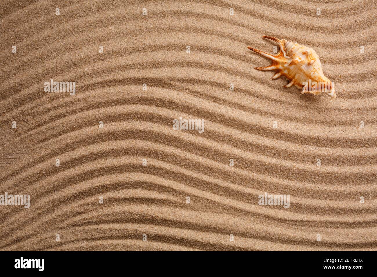 L'enfer sur la plage de sable avec motif vagues, vue du dessus. Banque D'Images