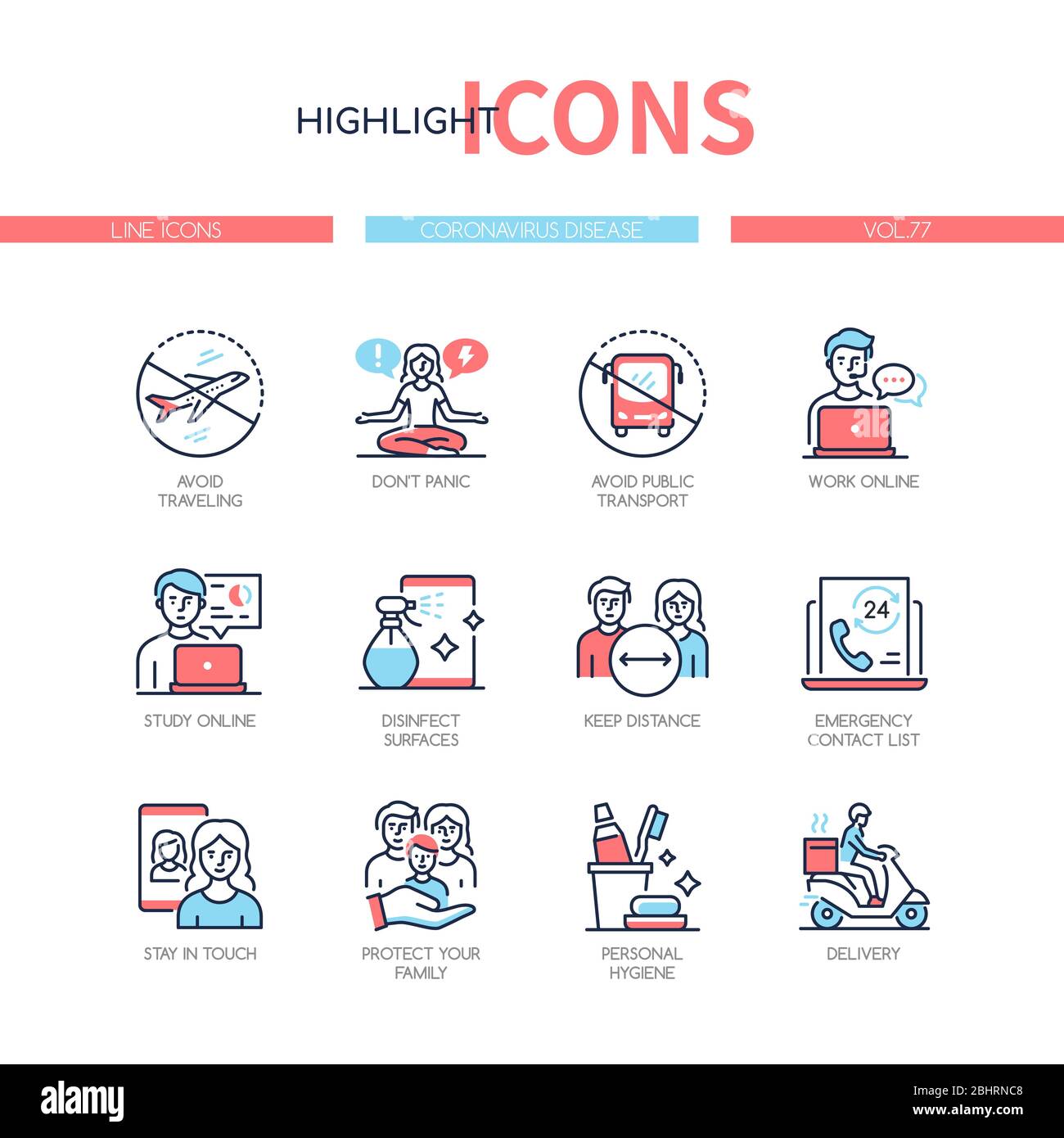 Coronavirus maladie - ligne design icônes ensemble Illustration de Vecteur