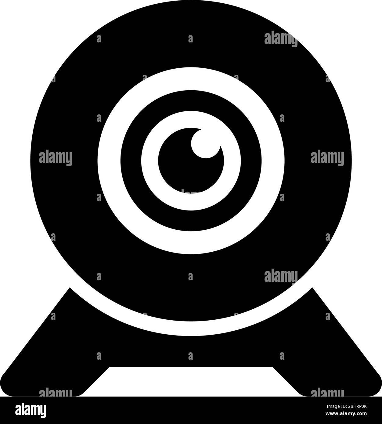 Webcam pour ordinateur, appareil photo Web numérique. Illustration de l'icône vecteur plat. Symbole noir simple sur fond blanc. Webcam pour ordinateur, panneau appareil photo Web numérique Illustration de Vecteur