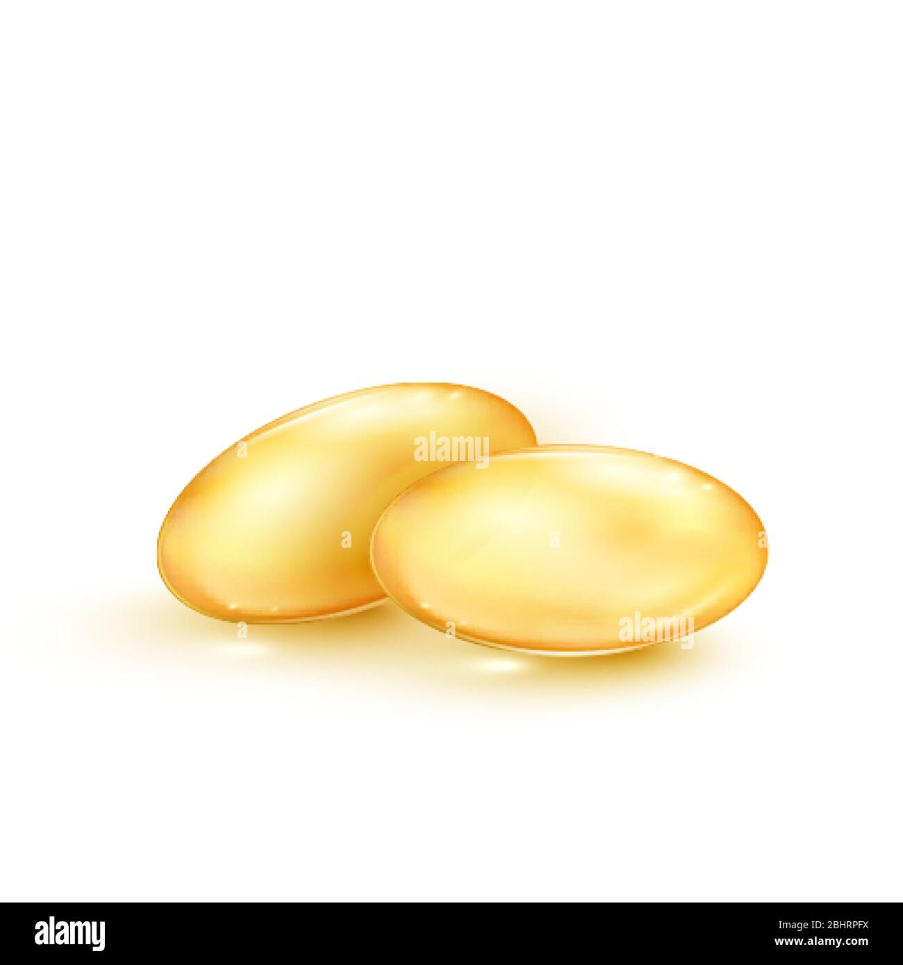 Huile de poisson. Capsules transparentes avec supplément alimentaire oméga 3. Illustration vectorielle isolée sur blanc Illustration de Vecteur