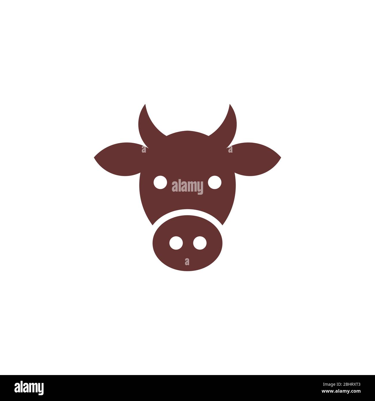 Modèle simple de logo de tête de vache, isolé sur fond blanc. Illustration de Vecteur