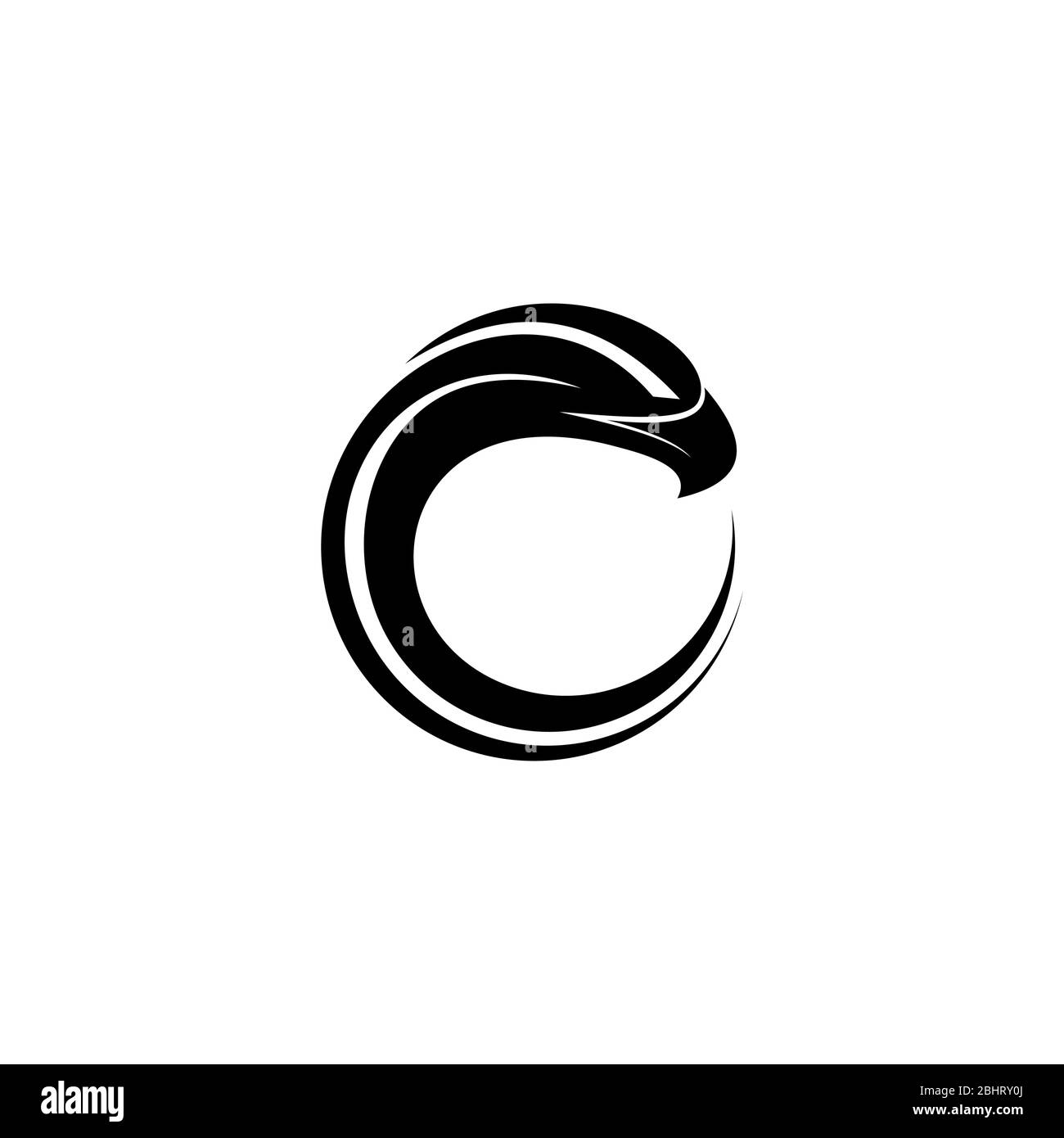 Modèle de logo graphique représentant un aigle circulaire, isolé sur fond blanc. Illustration de Vecteur
