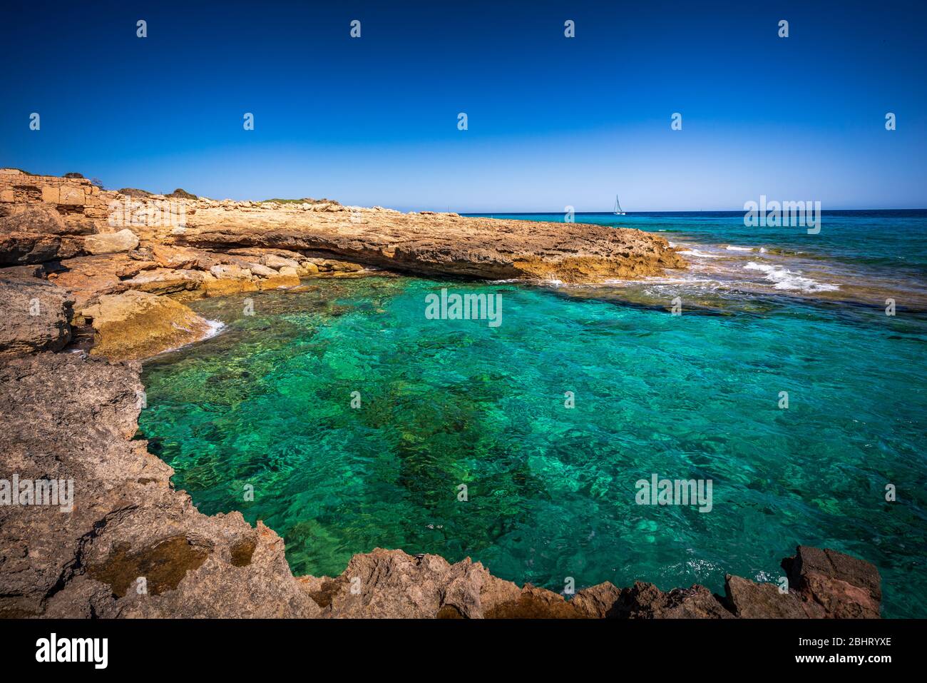 Loin des Cap de ses Salines, Espagne Banque D'Images