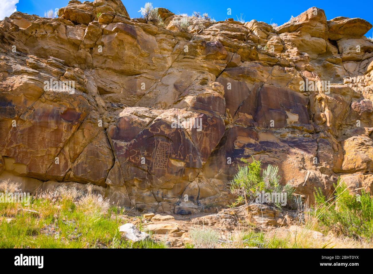 Legend Rock Petroglyph Cliff, Wyoming Banque D'Images