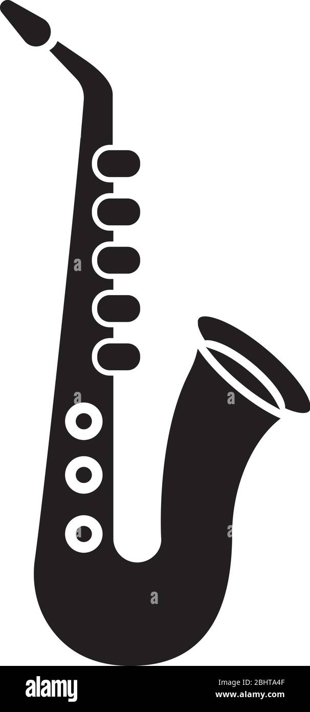 Icône de glyphe noir saxophone Illustration de Vecteur