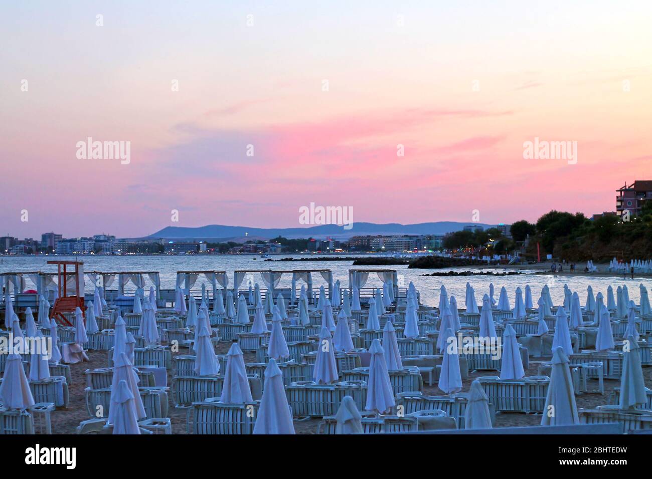 Sunny Beach est une station balnéaire importante sur la côte de la mer Noire en Bulgarie. Municipalité de Nessebar, province de Burgas. Banque D'Images