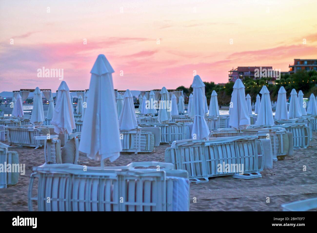 Sunny Beach est une station balnéaire importante sur la côte de la mer Noire en Bulgarie. Municipalité de Nessebar, province de Burgas. Banque D'Images