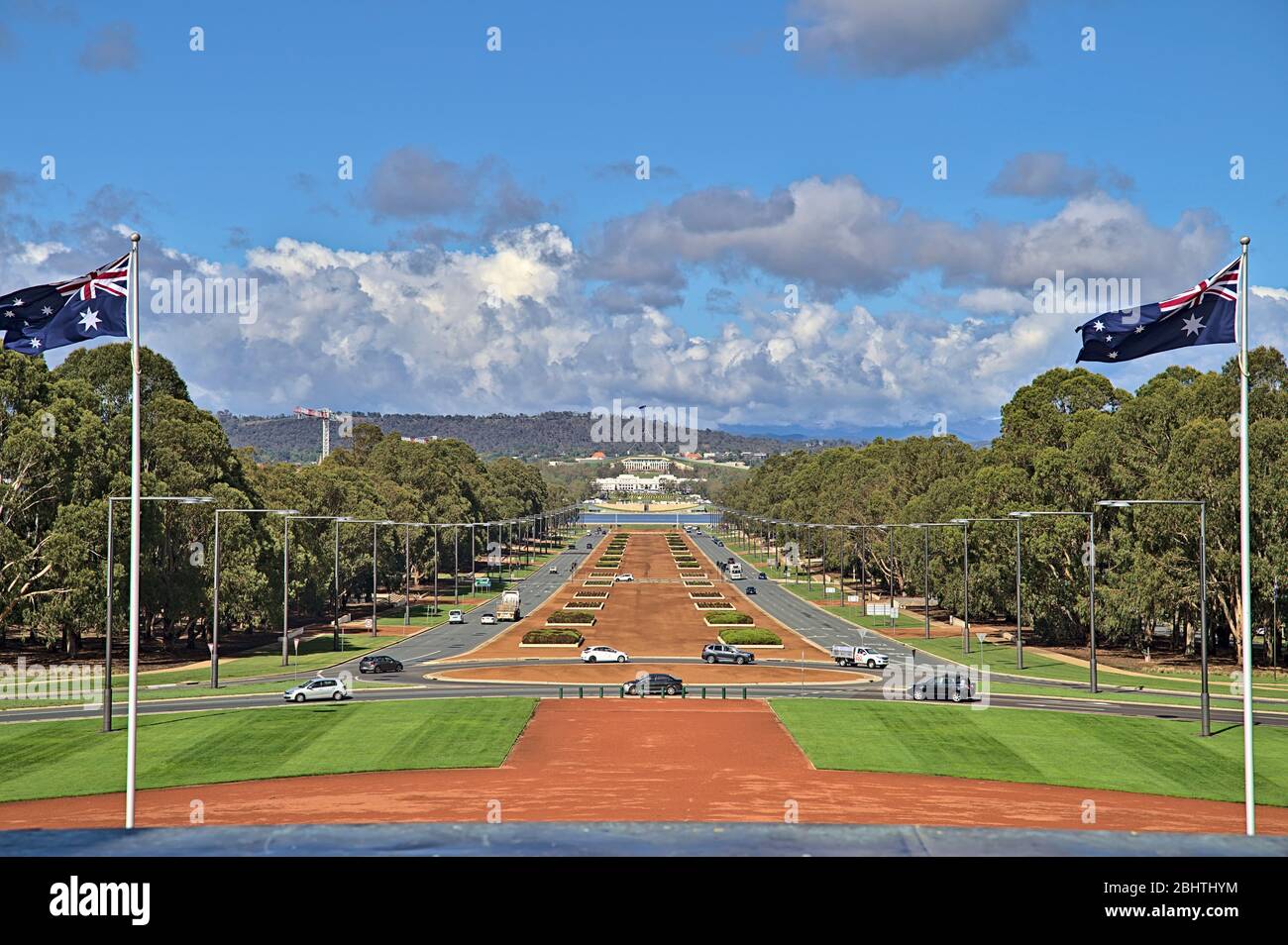 Canberra Anzac Parade depuis le War Memorial Banque D'Images