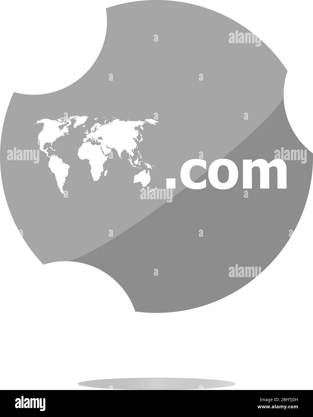 Icône de signe COM Domaine. Domaine internet de premier niveau symbole avec carte du monde Banque D'Images