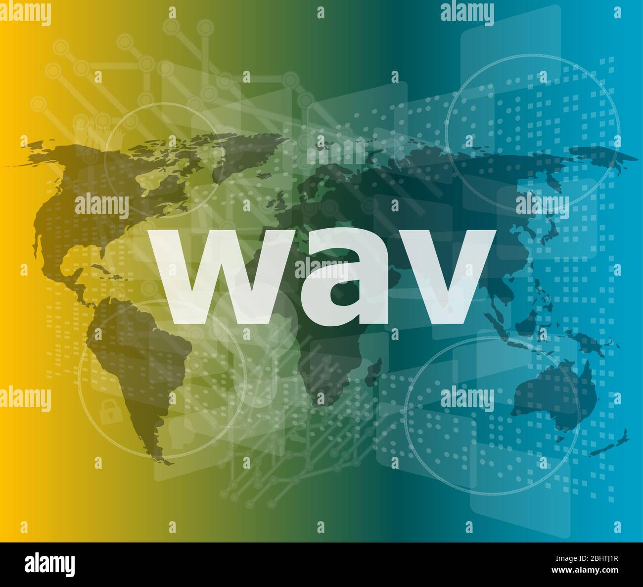 Concept numérique wav : mot sur écran numérique Banque D'Images