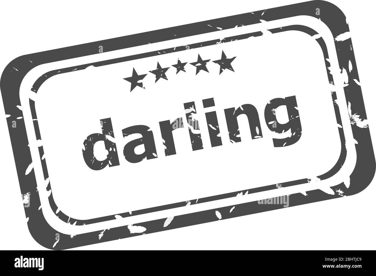 Mot darling sur vieux timbres en caoutchouc d'affaires Banque D'Images