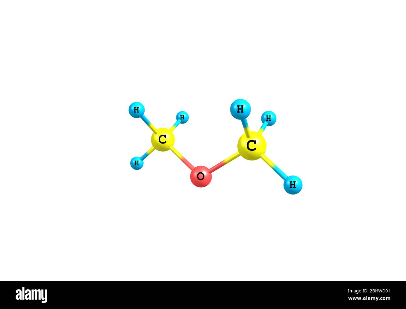 L'éther diméthylique (méthoxyméthane) est le composé organique dont la formule est CH 3 OCH 3. L'éther le plus simple, c'est un gaz incolore qui est un précepr utile Banque D'Images