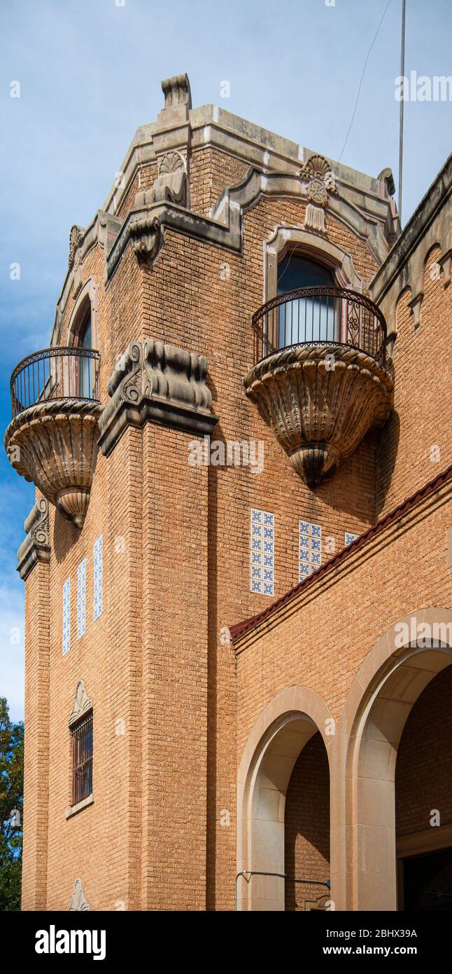 Balcon sur l'auditorium municipal de Sweetwater construit en 1926 dans le renouveau colonial espagnol Banque D'Images