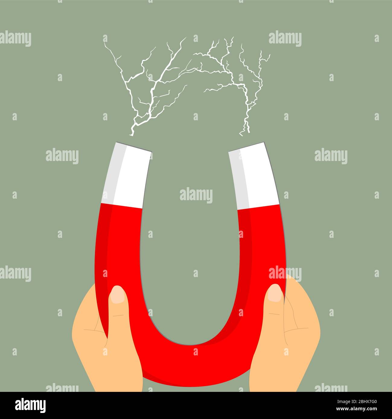 Mains tenant un aimant Illustration de Vecteur