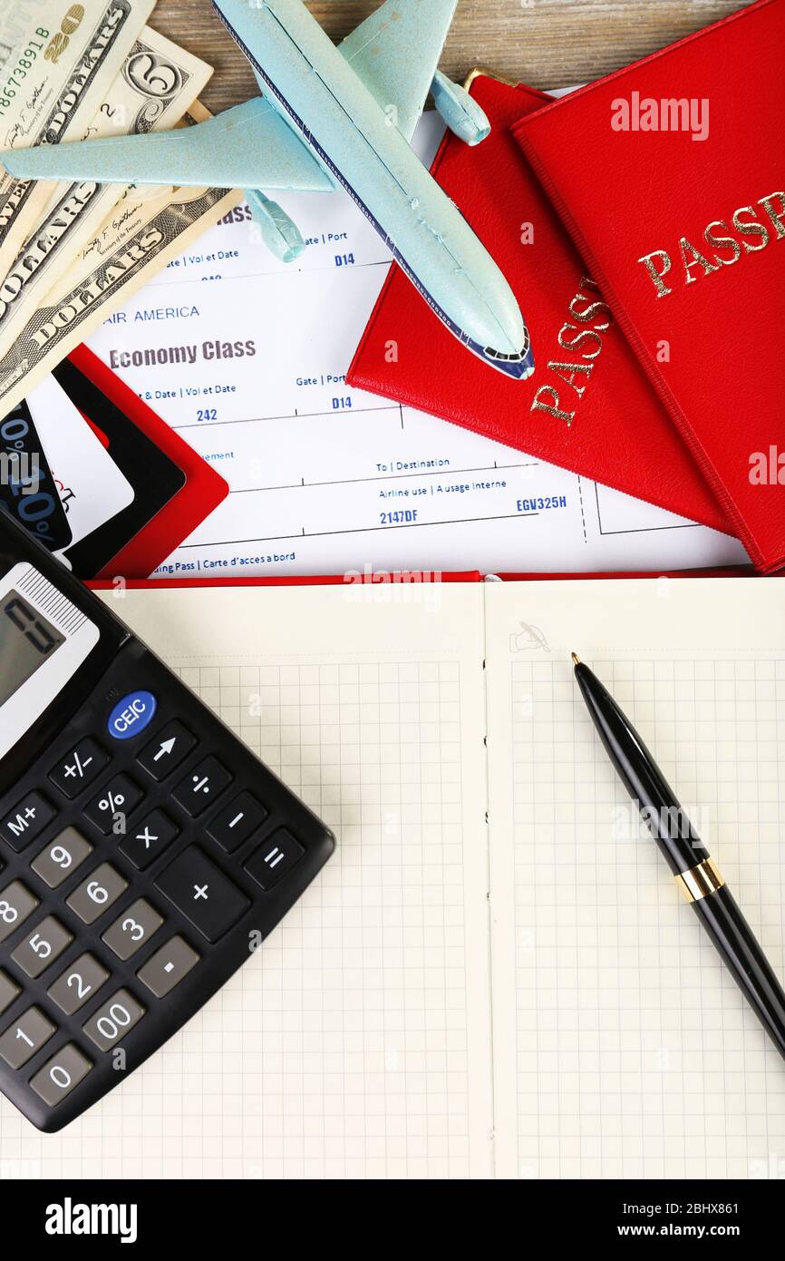 Billets et documents de compagnie aérienne, clôture Banque D'Images