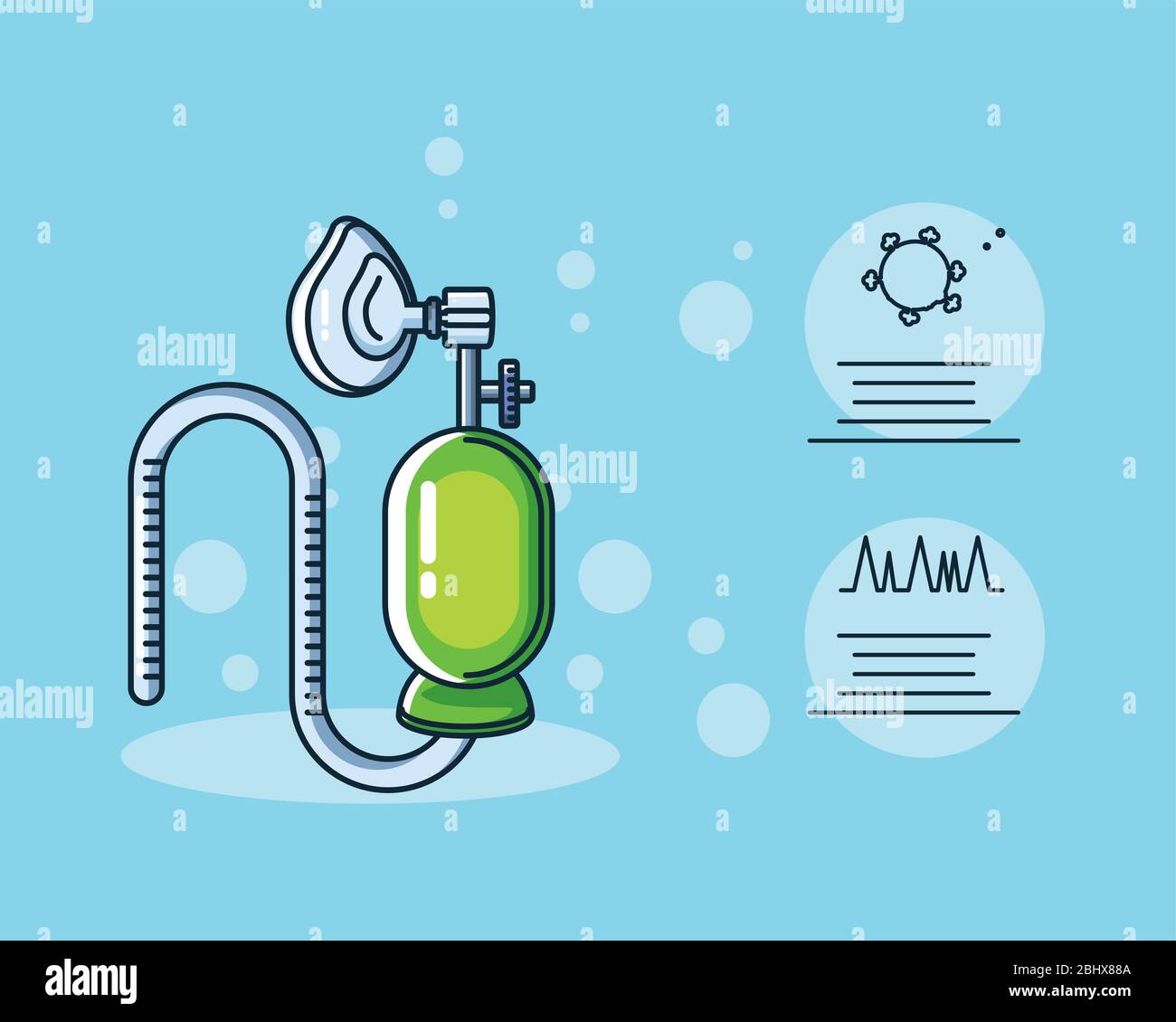 infographie avec masque à oxygène, dispositif de conception d'illustration vectorielle de ventilation artificielle Illustration de Vecteur