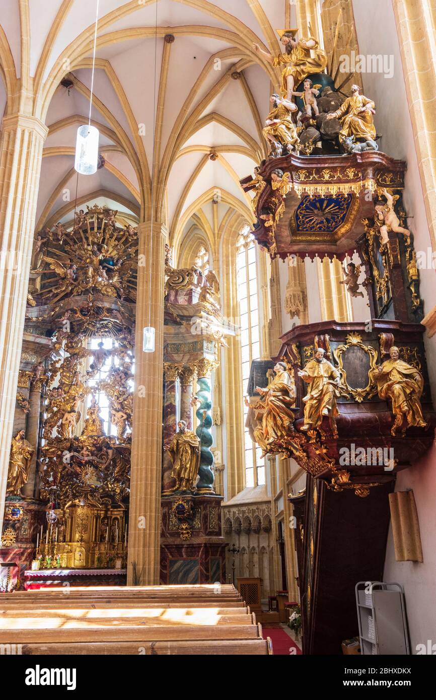 Pöllauberg: Église de pèlerinage Maria Pöllauberg à l'intérieur, chaire, autel, à Steirisches Thermenland - Oststeiermark, Steiermark, Styrie, Autriche Banque D'Images